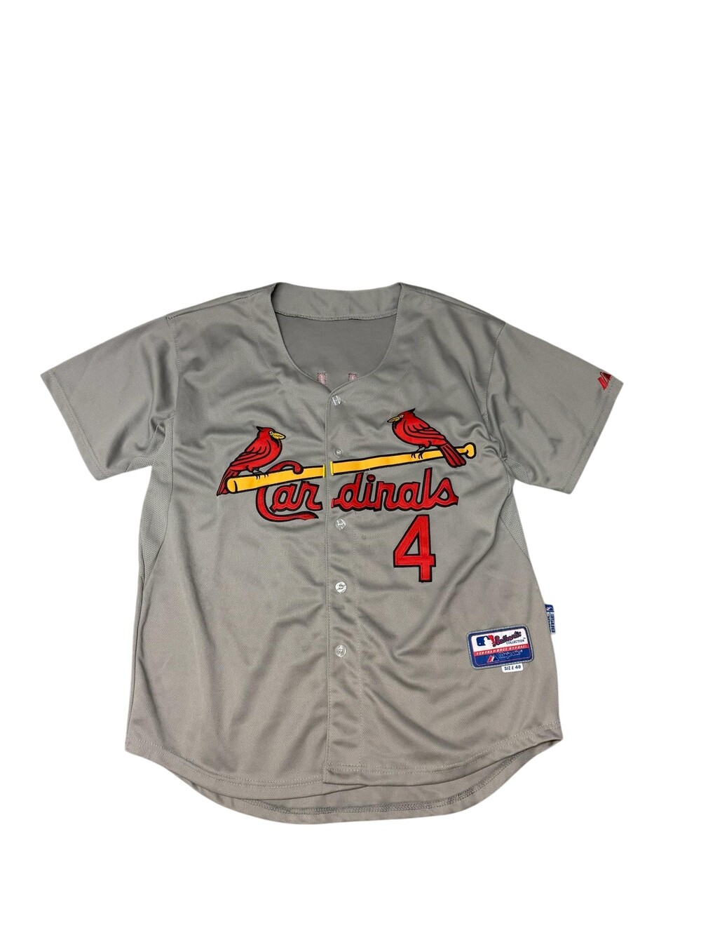 St. Louis Cardinals Jersey Mens 48 Gray MLB Baseball Majestic Molina 4 Cool Base